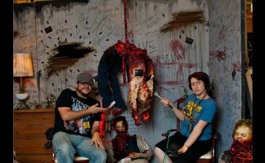 Gathering audio at the Reign of Terror and Dstar Photography photo opp booth at ScareLA last month. With fellow Halloween enthusiast Jose Iturriaga.
