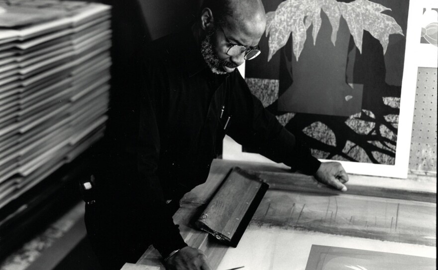 Lou Stovall, working in his studio
