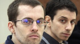 A photo released by Iran's state-run Press TV on Feb. 6, 2011, shows U.S. hikers Shane Bauer (left) and Josh Fattal at court in Tehran.