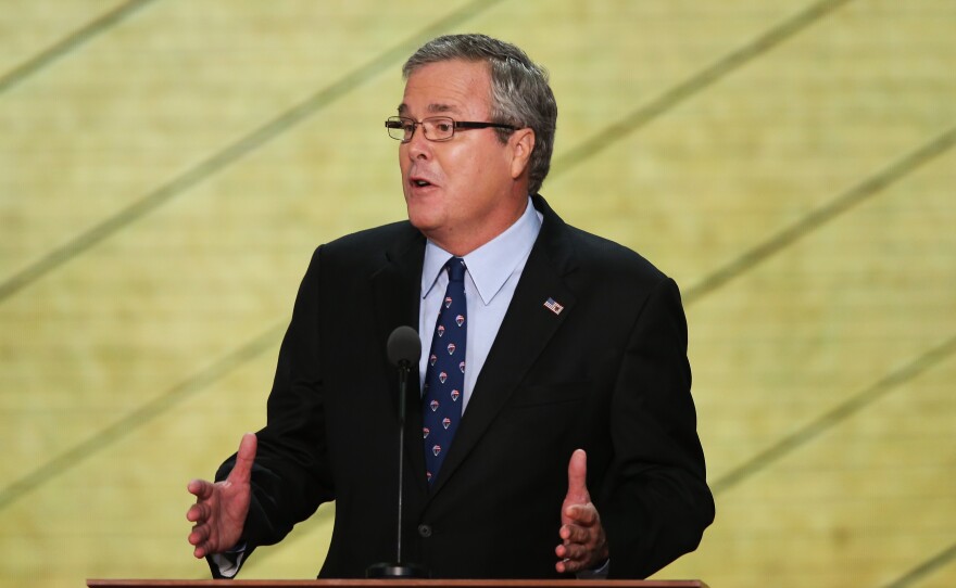 Former Florida Gov. Jeb Bush speaks during the Republican National Convention in August in Tampa, Fla.