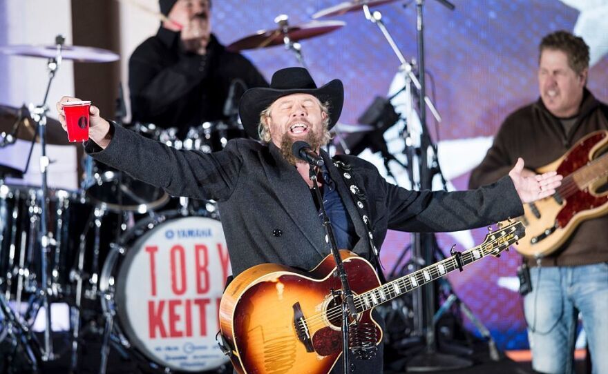 Country singer Toby Keith performs for Trump and his family during a welcome celebration at the Lincoln Memorial.