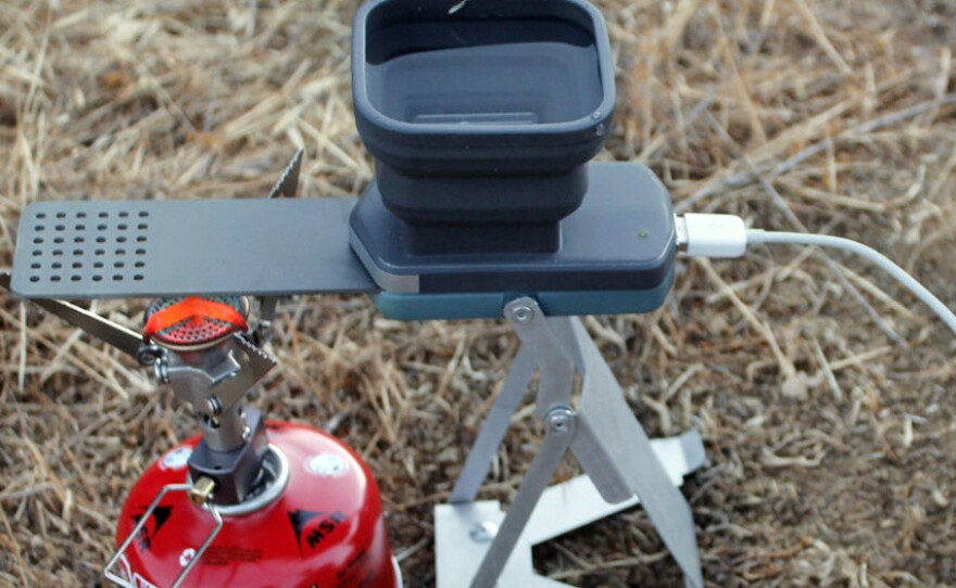 The FlameStower can charge USB-powered devices with fire.
