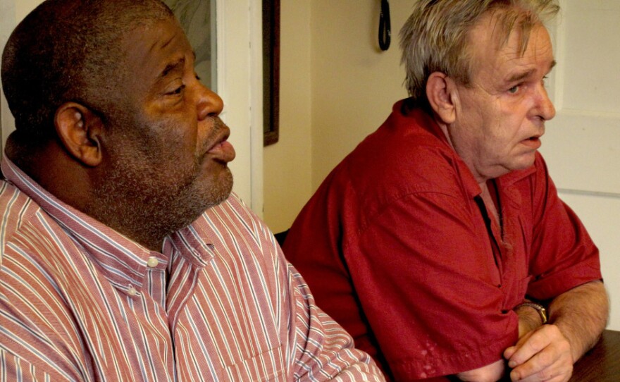 Steve Thomas (left) and George Siletti are members of the National Coalition for the Homeless' speakers bureau.