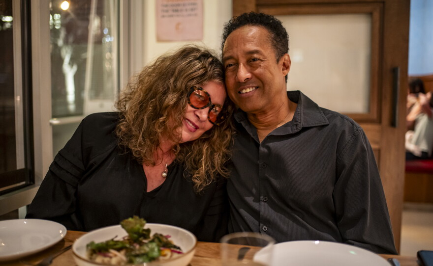 Robin Wiley (left) and Armand Daniels heard about the pay-what-you-will promotion on social media.