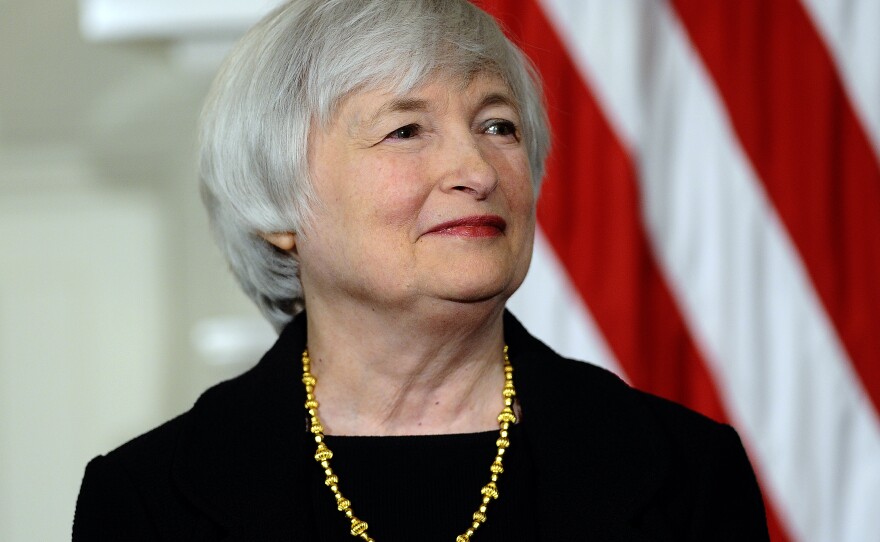 Janet Yellen smiles as President Obama announces her nomination for Federal Reserve chairwoman on Oct. 9.