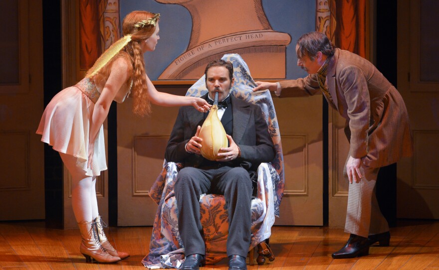 Actor Michael Bakkensen, who plays Horace Wells, experiments with laughing gas.
