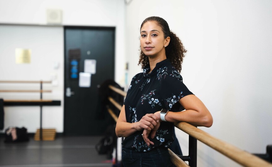 Graf Mack, a former dancer, watches a class from the sidelines.