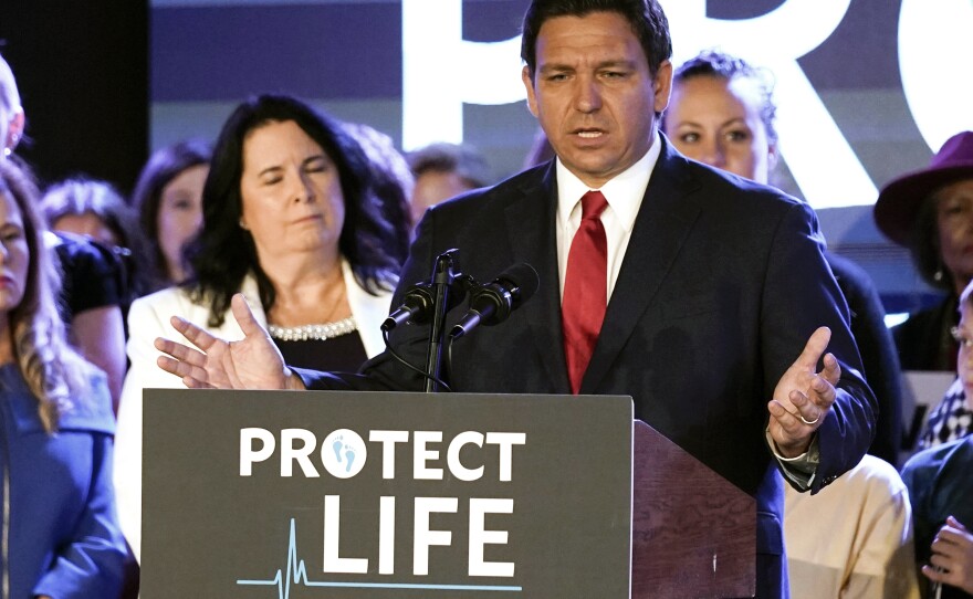 Florida Gov. Ron DeSantis, seen here in a 2022 file photo, signed some of the nation's toughest abortion restrictions this year, banning abortion after six weeks of pregnancy.