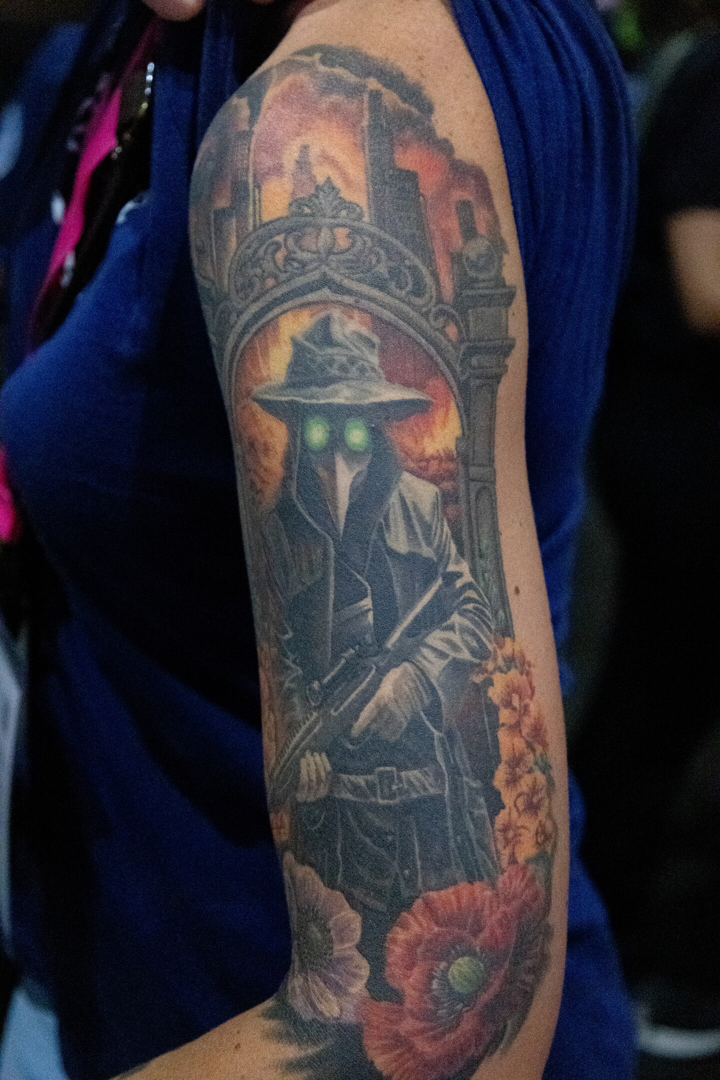 Sleeve of a plague doctor at Comic-Con July 23, 2026.