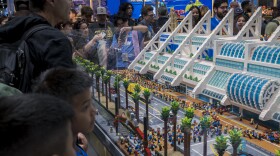 The show-stopping LEGO diorama recreation of the San Diego Convention Center is crafted from more than 200,000 bricks and packed with Comic-Con Easter eggs hidden throughout. It’s all designed as a con-within-a-con. Photo taken on July 25, 2025.