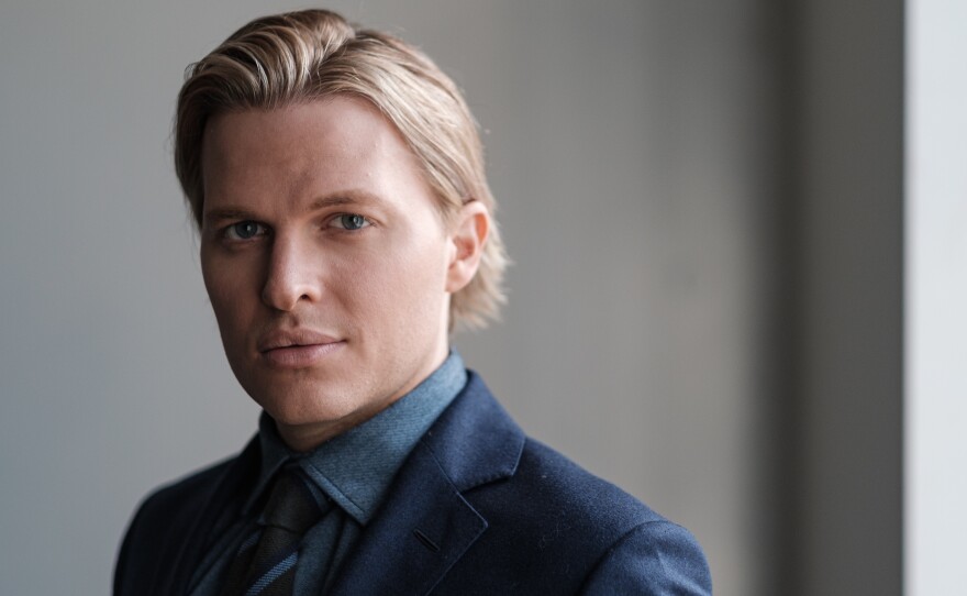 Pulitzer Prize-winning investigative journalist Ronan Farrow poses for a portrait in NPR's Manhattan offices ahead of the release of his book <em>Catch and Kill.</em>