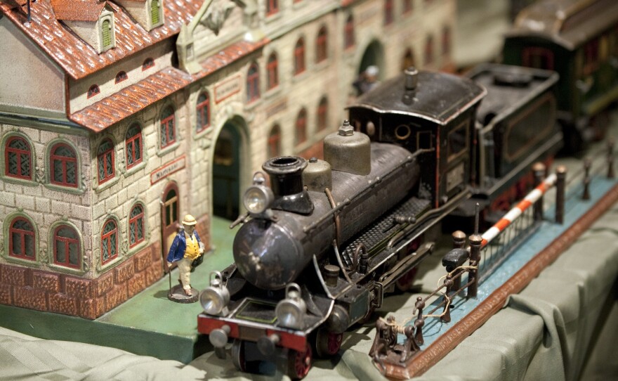 A toy train is on display as part of The Jerni Collection of Toys and Toy Trains on Feb. 17, 2011 at Sotheby's in New York.