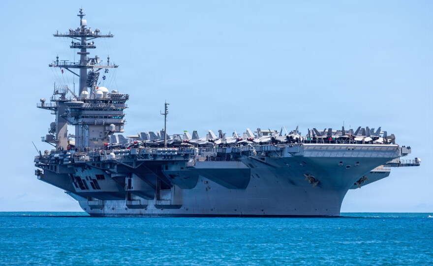 Aircraft carrier USS Theodore Roosevelt returns to Joint Base Pearl Harbor-Hickam during Exercise Rim of the Pacific 2026, July 28, 2026.