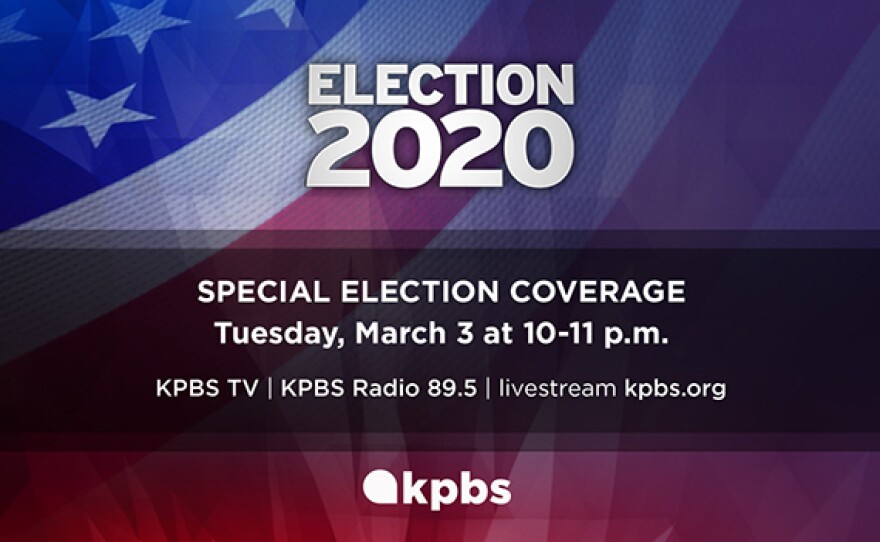 KPBS News Special: Election 2020: California Primary, Tuesday March 3, 2020 at 10 p.m. on television, radio + livestream