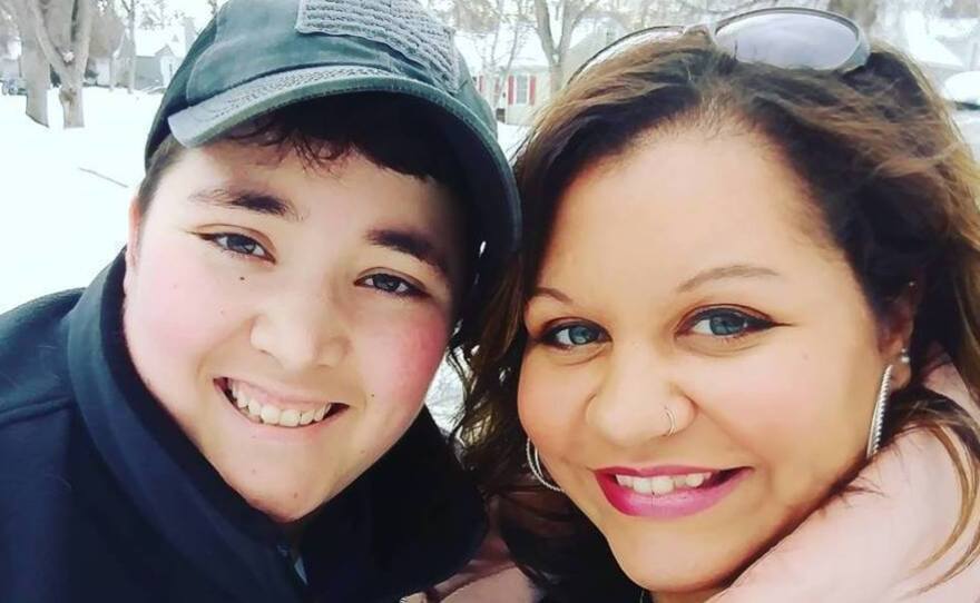 Kathleen O'Donnell, left, with her wife, Casey. Since 2014, the couple has lived in Billings, Mont., where there is no explicit law that protects LGBTQ people from discrimination in housing, employment or public accommodations.