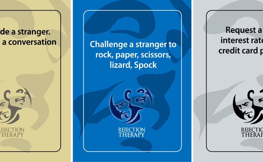 Cards from the Rejection Therapy game.