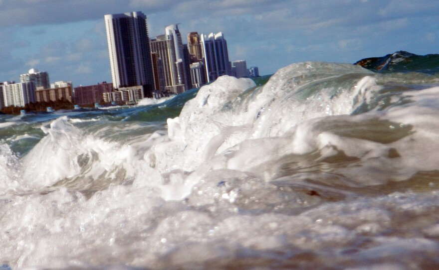 Buildings are seen near the ocean in North Miami. Broward County and many communities in southeast Florida have been aggressive and proactive in preparing for the effects of climate change.
