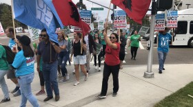 Patient care technical workers at UC San Diego on strike, Tuesday, October 23, 2018. 
