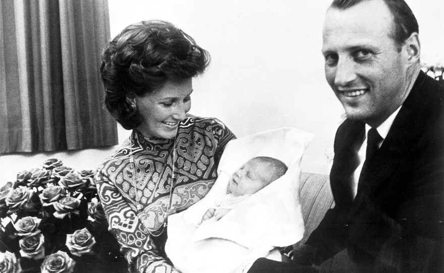Norway's Crown Prince Harald, with his wife Crown Princess Sonja, present their new daughter Princess Martha Louise, in the Central Hospital, Oslo, Sept. 25, 1971.