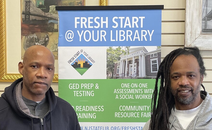 Brothers Dennis (left) and Lee Horton were recently released from prison. The New Jersey Public Library "Fresh Start" program has helped them navigate daily life and learn new technology that didn't exist in 1993.