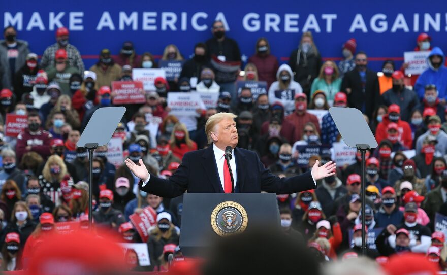 President Trump holds a rally in Londonderry, N.H., on Sunday.