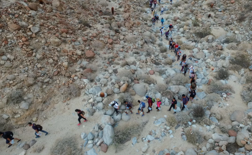 Volunteers leave water in the desert near Ocotillo, Dec. 17, 2016.