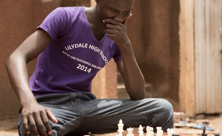 Brian Mugabi, 22, says, "Chess is helping me to become a good planner."