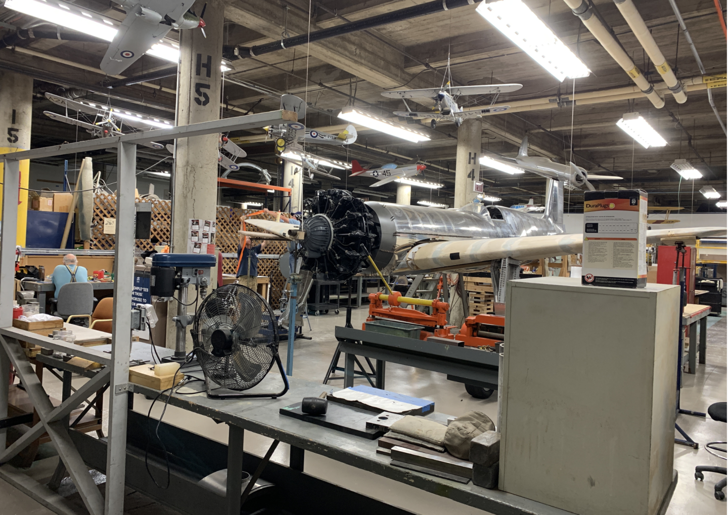 The Hughes H-1 Racer replica is shown in the Air & Space Museum's restoration shop on July 13, 2026.
