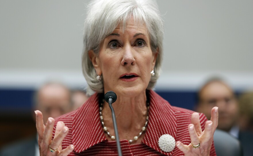 Department of Health and Human Services Secretary Kathleen Sebelius says "6 in 10 Americans who currently lack insurance will be able to find coverage that costs less than $100 a month" in health insurance exchanges set to open next week. Here, Sebelius is shown testifying on Capitol Hill in June.