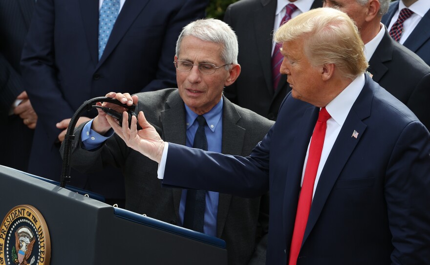 President Trump and Dr. Anthony Fauci answered questions about coronavirus response in a Rose Garden news conference on Friday.