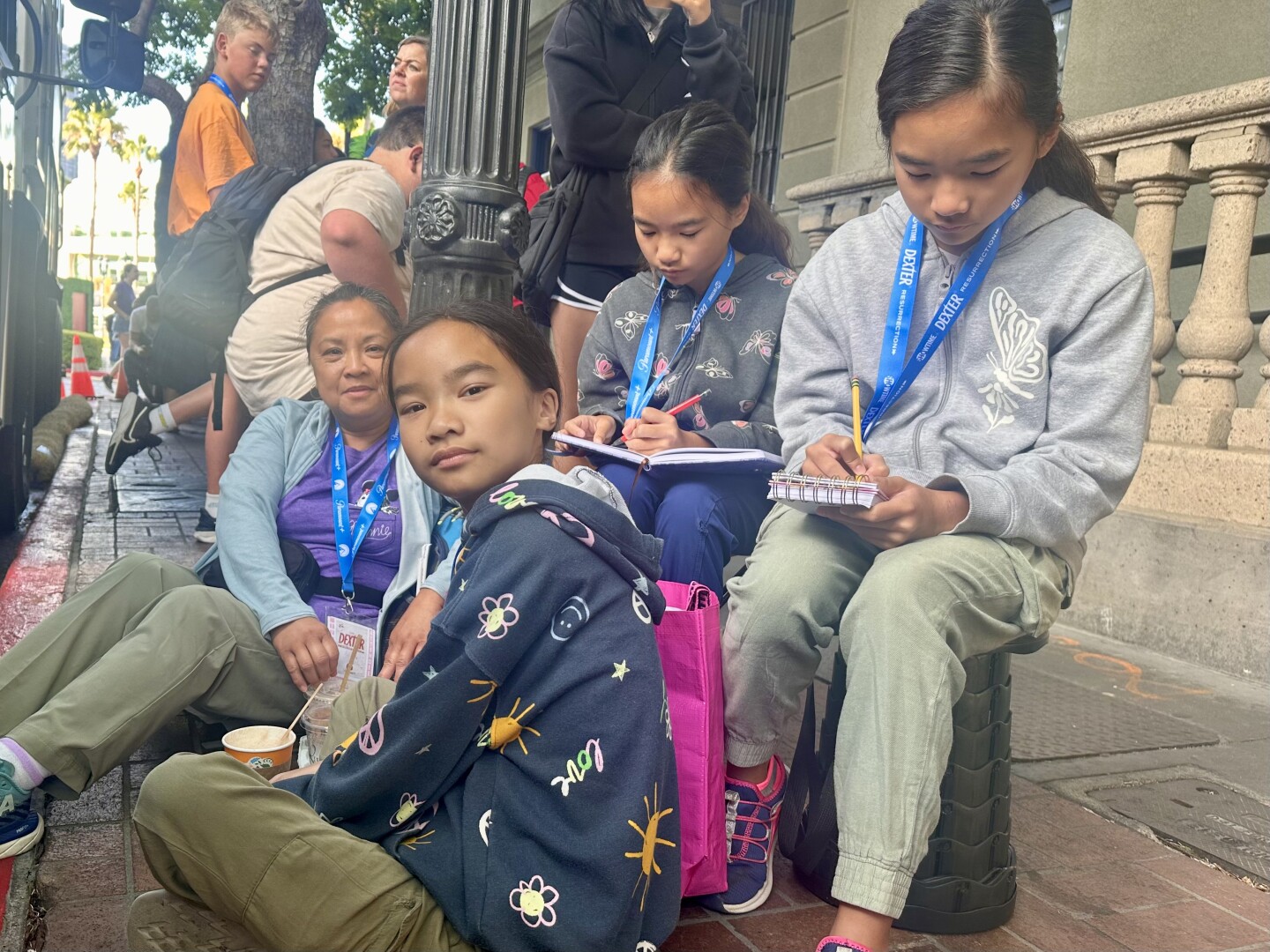 It was an early start for Chery Annbalencia and her three daughters, (triplets) who were waiting in line for the Disney’s Percy, Jackson, and the Olympians experience Grace, Jenna, Ava, on Sunday, July 27, 2025.<br/>