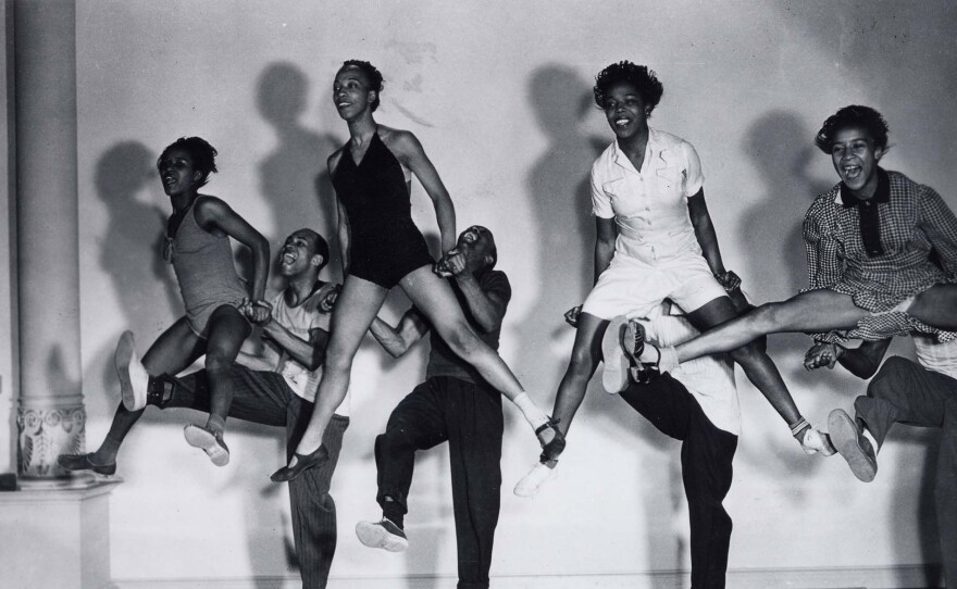 Savoy Ballroom lindy hoppers rehearsing for the film Hellzapoppin' 1941.