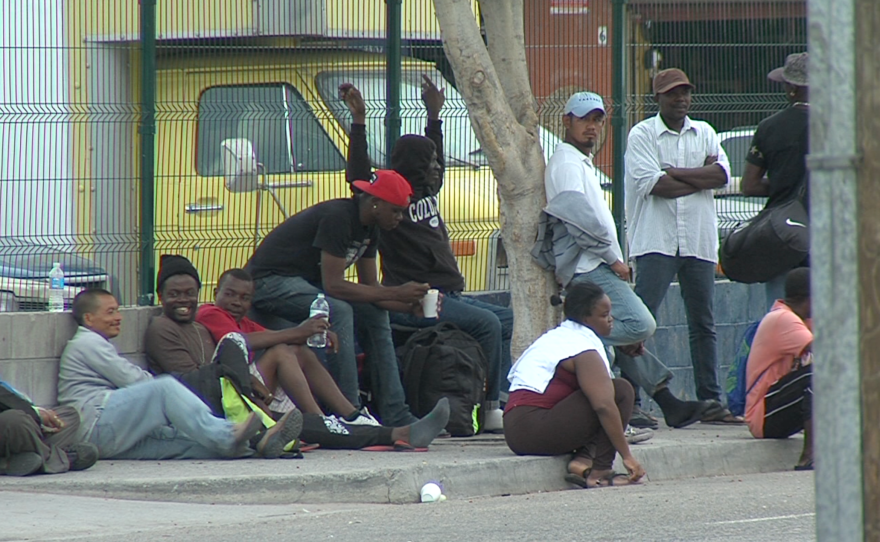 Haitian migrants mingle with Mexican migrants in Tijuana, Sept. 19, 2016.
