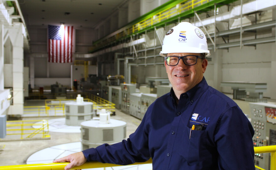 Rich Weissinger walks through the Waddell Pump-Generating Plant in Peoria, Arizona, on Sept. 3, 2026. It's part of the Central Arizona Project's 336-mile system of canals, pipes and pumps that brings water from the Colorado River to the Phoenix and Tucson areas.