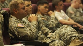 Soldiers learning about the GI Bill