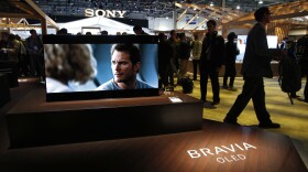 A Sony Bravia OLED television on display after a Sony news conference at CES International on Jan. 8, 2018, in Las Vegas