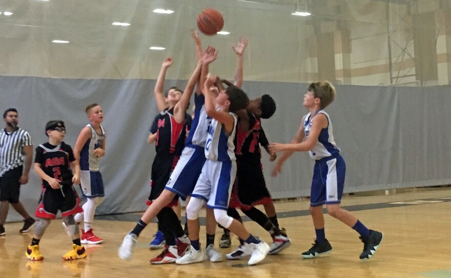 A youth basketball game in Winchester, Mass.
