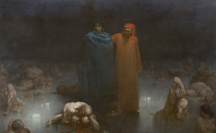 Dante and Virgil in the Ninth Circle of Hell, Gustave Dore, 1861 (public domain).