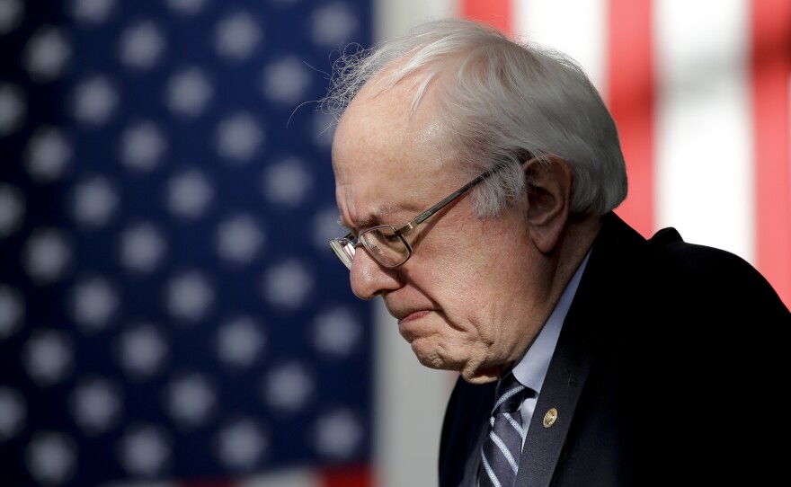 Democratic presidential candidate Sen. Bernie Sanders speaks on the day of the Nevada Democratic caucus in Las Vegas.