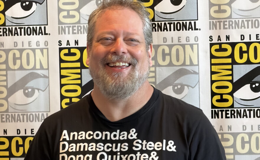Author Matt Dinniman discusses his inspiration and gives updates on his hit LitRPG series "Dungeon Crawler Carl" during a roundtable interview at San Diego Comic Con on July 25, 2026.