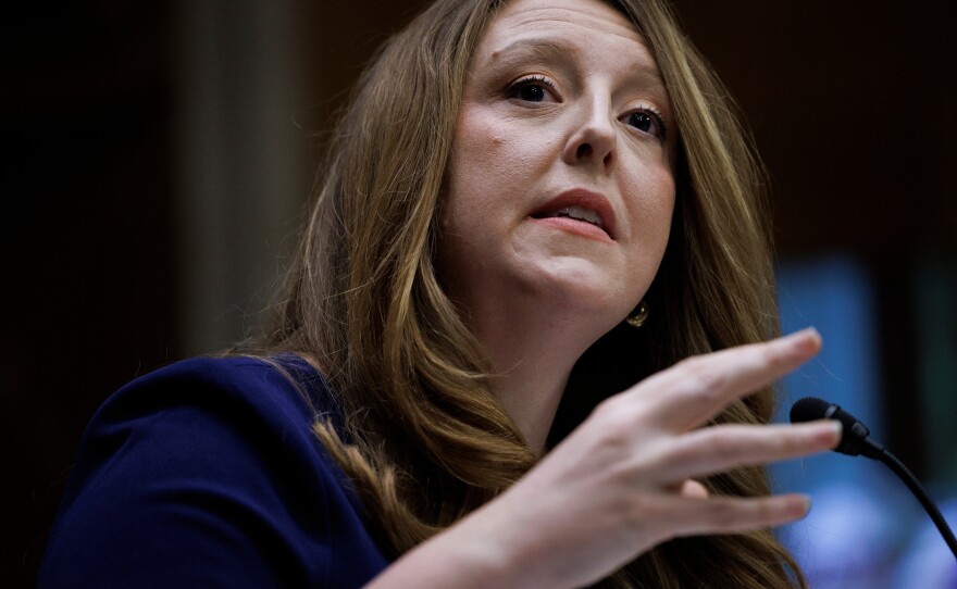 Dr. Casey Means testifies during a Senate Health, Education Labor and Pension Committee confirmation hearing for U.S. Surgeon General on Capitol Hill, Feb. 25, in Washington.