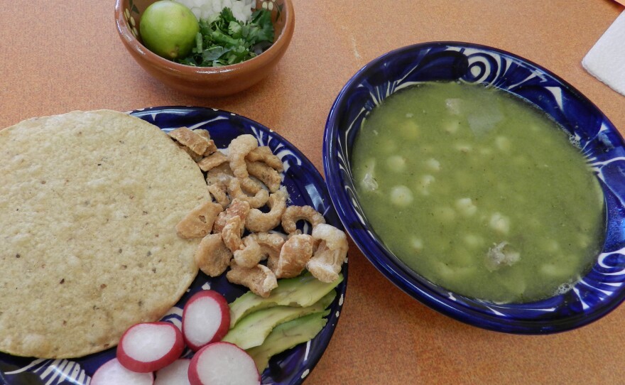 Green pork pozole from El Borrego.