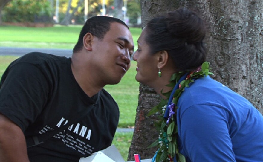 Hina shares a kiss with her husband Haema.