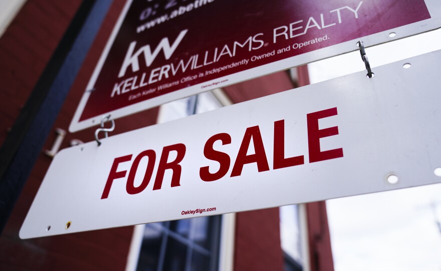A for sale sign is posted on a home last month in Philadelphia.