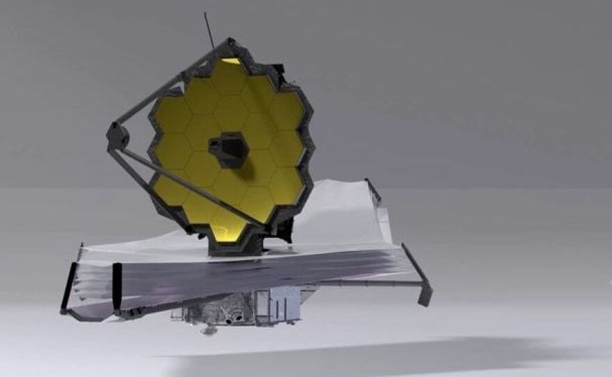 A size comparison of NASA's James Webb Space Telescope and the Hubble Space Telescope.