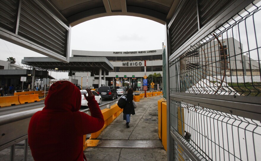 A border-crossing checkpoint in Laredo, Texas. Border officials attempt to keep drugs from coming into the U.S., but they are also looking for huge sums leaving the country. More than $400 million was confiscated in 2012.