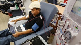 A patient undergoes dialysis at a DaVita Kidney Care clinic in Sacramento in 2018. 