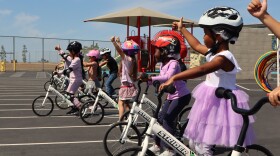 Transitional kindergarten students give Perry Elementary School PE teacher Robbie DePerro a thumbs up after he explains a game of "red light, green light," on Tuesday, April 21, 2026.