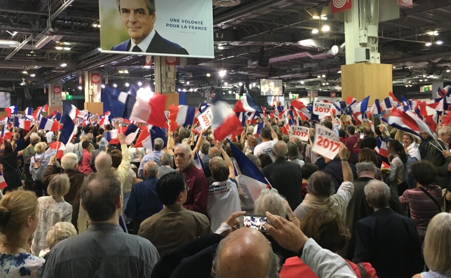 Thousands of supporters of conservative presidential candidate Francois Fillon turned out for a rally in Paris on April 9. Fillon, a practicing Catholic, is the only candidate in the 11-person race who is open about his faith.