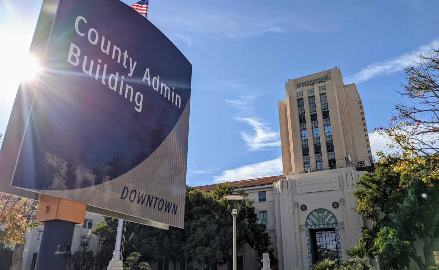 The San Diego County Administration Building in this file photo taken on Dec. 13, 2020.